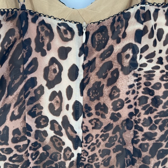 Afternoon Shop Leopard Animal Print Bandeau Side Slits Slip Midi Slinky Dress - Picture 7 of 11